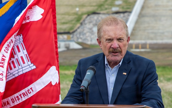 Pipestem Dam spillway modification project completion celebrated with ribbon cutting