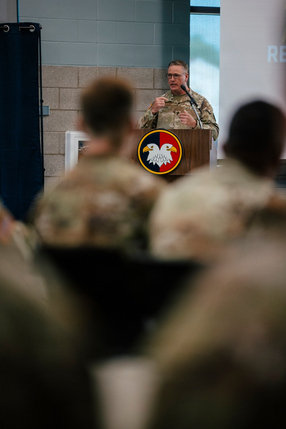 U.S. Army Command Sgt. Maj. Bodmer Gives a Speech during the Best Squad Competition Ceremony