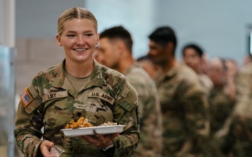 U.S. Army Soldier Takes Part in a Meal during the Best Squad Competition