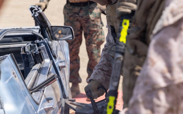 U.S. Marines with 2nd Bn., 5th Marines, conduct EOTG TRAP course
