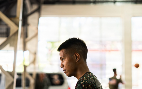 U.S. Marines and Philippine service members participate in Basketball Friendship Games