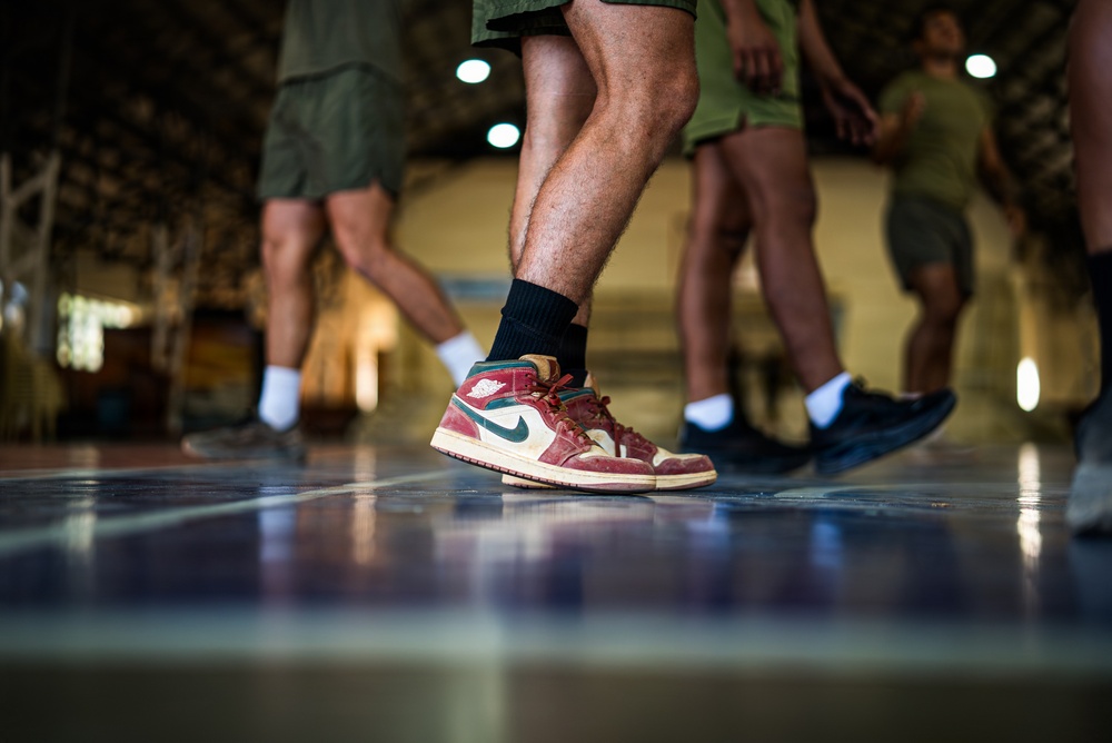 U.S. Marines and Philippine service members participate in Basketball Friendship Games