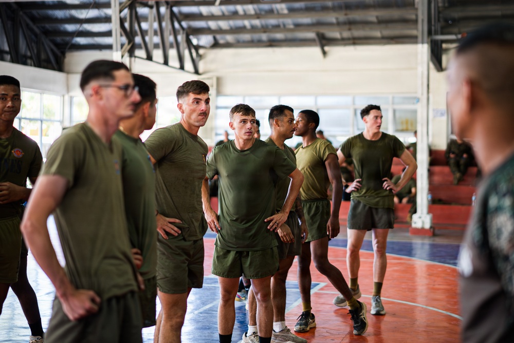 U.S. Marines and Philippine service members participate in Basketball Friendship Games