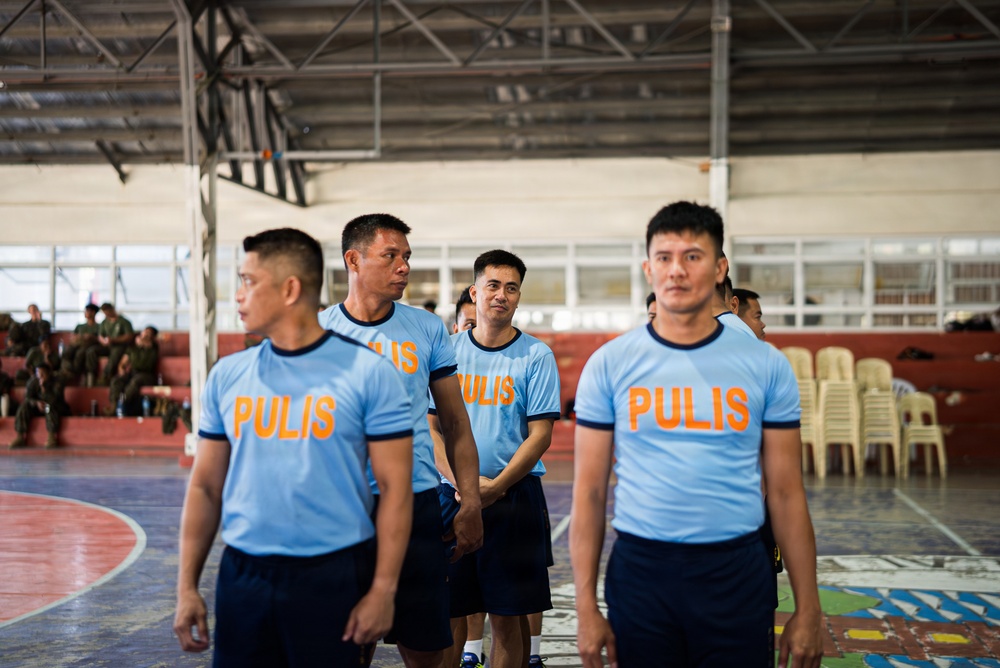 U.S. Marines and Philippine service members participate in Basketball Friendship Games