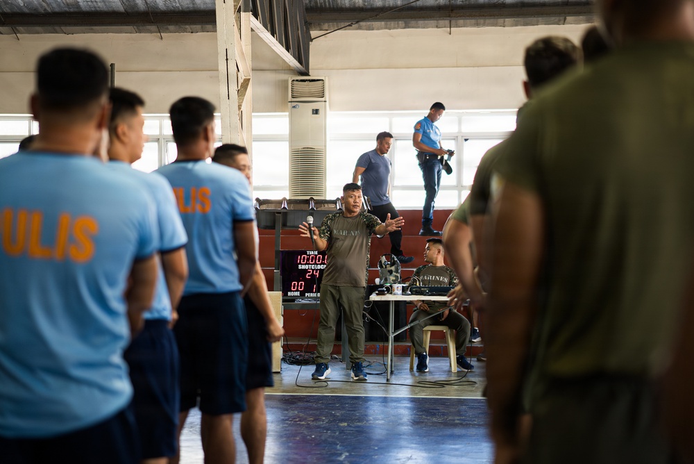 U.S. Marines and Philippine service members participate in Basketball Friendship Games