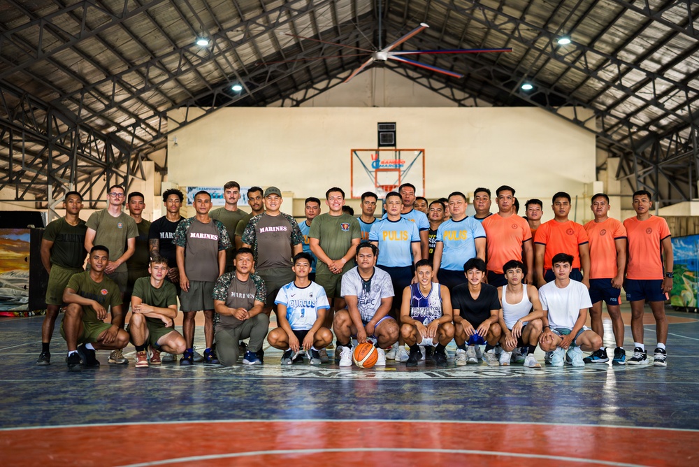 U.S. Marines and Philippine service members participate in Basketball Friendship Games