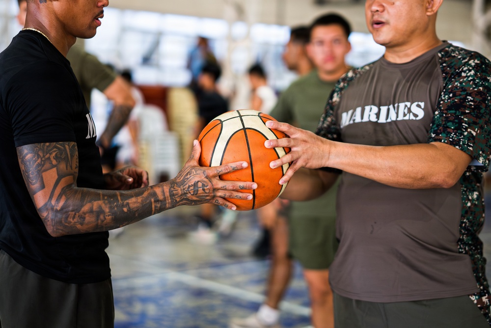 U.S. Marines and Philippine service members participate in Basketball Friendship Games