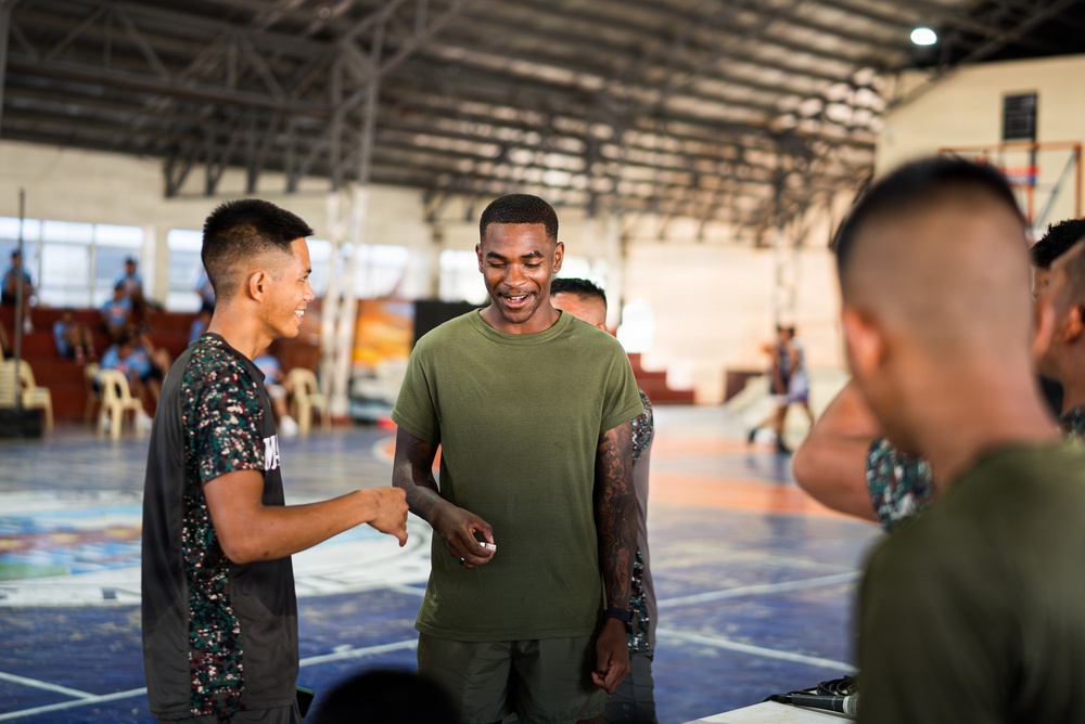 U.S. Marines and Philippine service members participate in Basketball Friendship Games