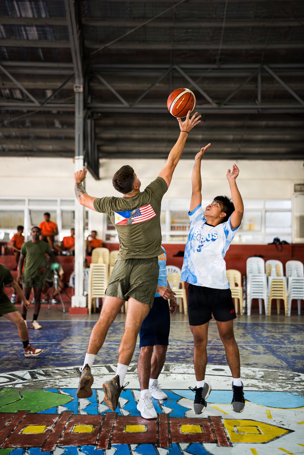 U.S. Marines and Philippine service members participate in Basketball Friendship Games