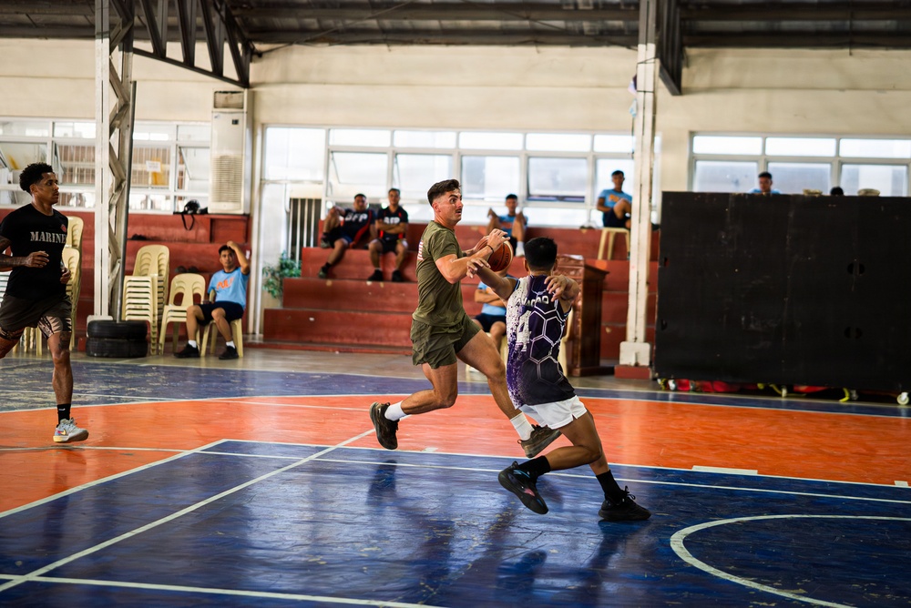 U.S. Marines and Philippine service members participate in Basketball Friendship Games