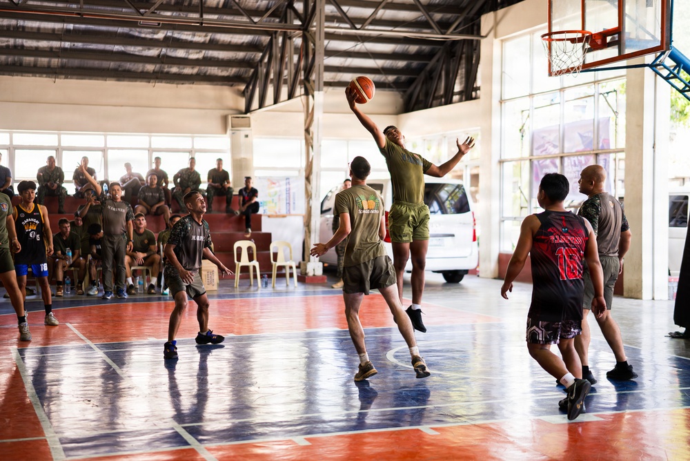 U.S. Marines and Philippine service members participate in Basketball Friendship Games