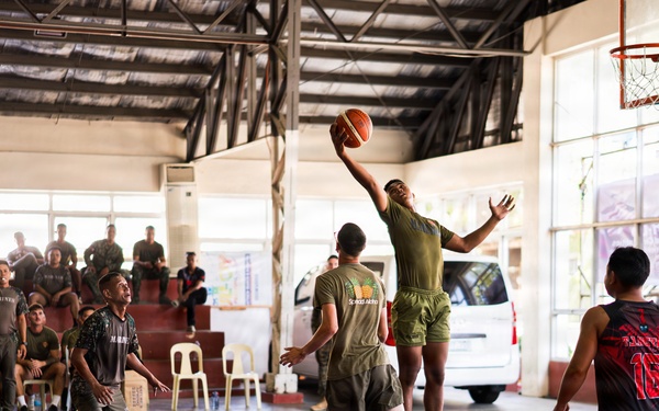 U.S. Marines and Philippine service members participate in Basketball Friendship Games