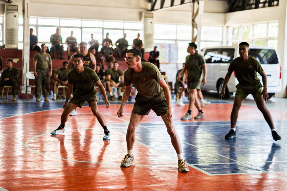 U.S. Marines and Philippine service members participate in Basketball Friendship Games