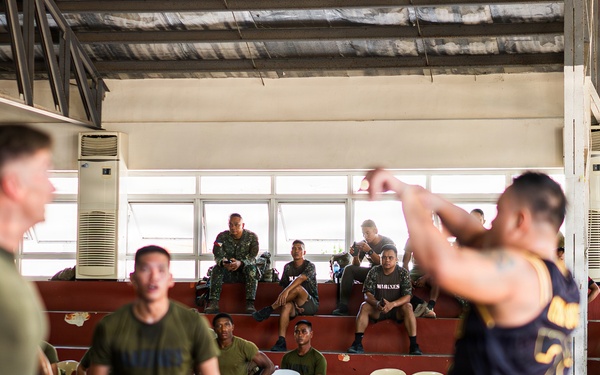U.S. Marines and Philippine service members participate in Basketball Friendship Games