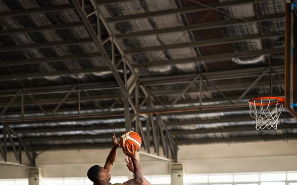 U.S. Marines and Philippine service members participate in Basketball Friendship Games