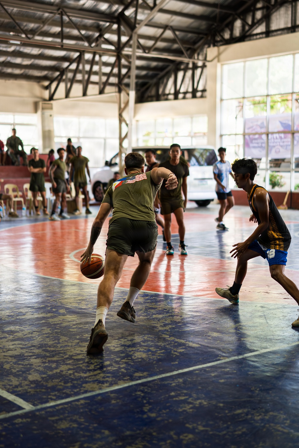 U.S. Marines and Philippine service members participate in Basketball Friendship Games
