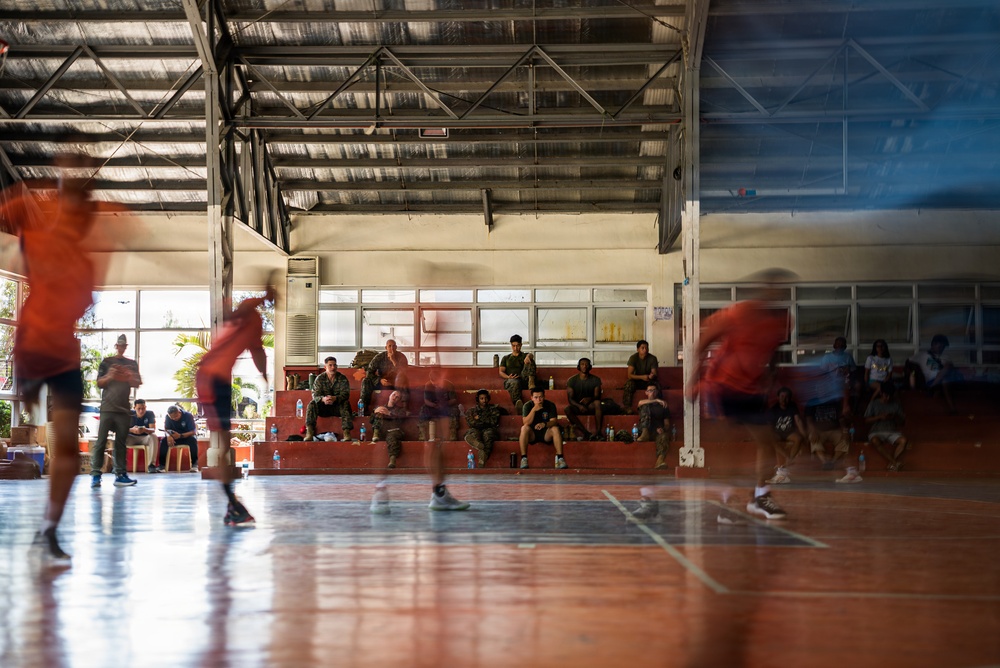 U.S. Marines and Philippine service members participate in Basketball Friendship Games