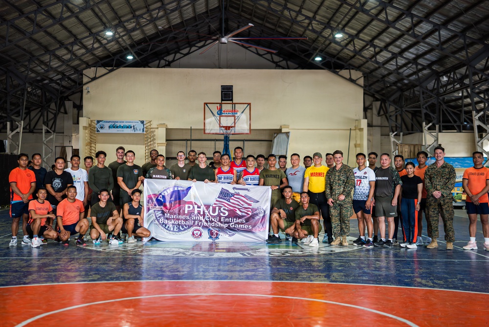 U.S. Marines and Philippine service members participate in Basketball Friendship Games