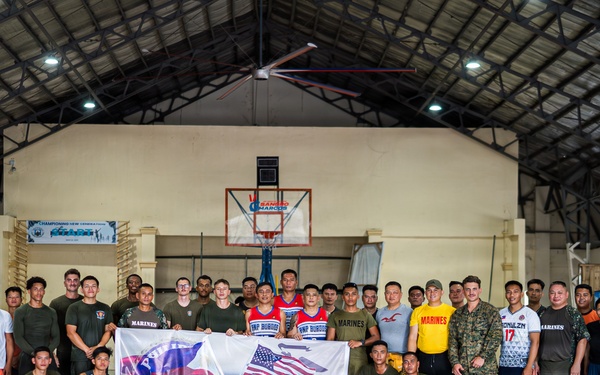 U.S. Marines and Philippine service members participate in Basketball Friendship Games