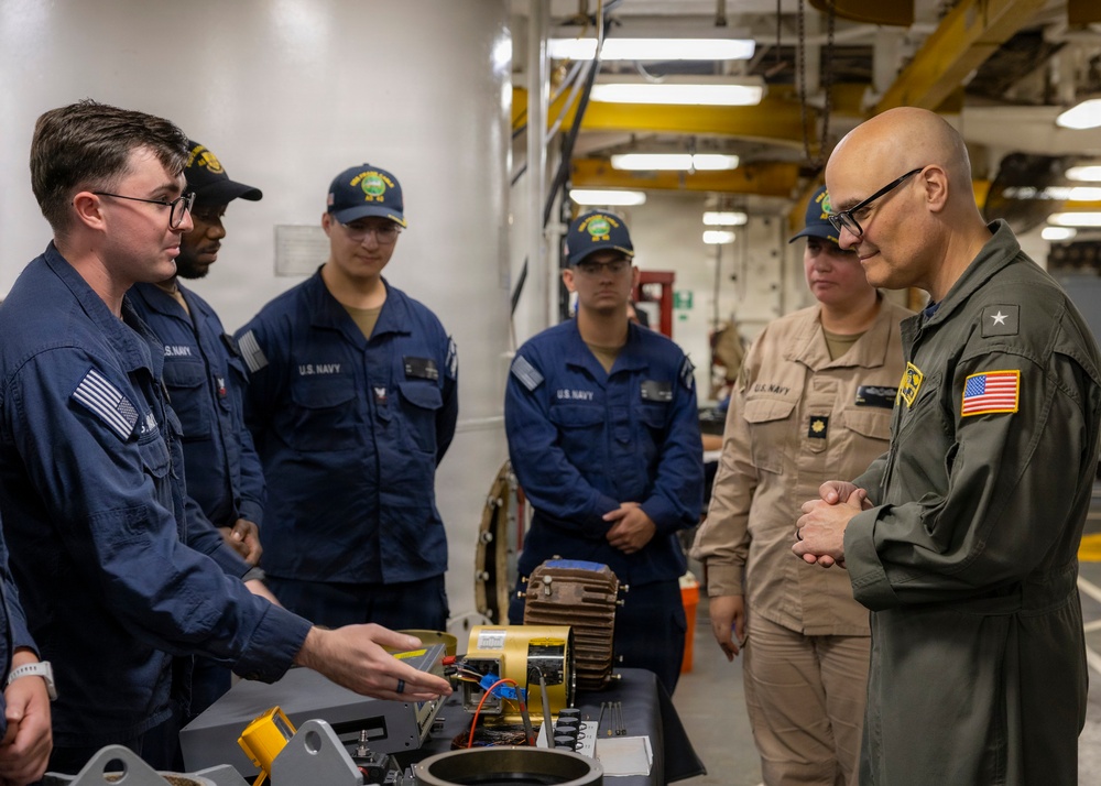 Rear Adm. Michael Van Poots, Deputy Commander, Submarine Forces, visits USS Frank Cable (AS 40)