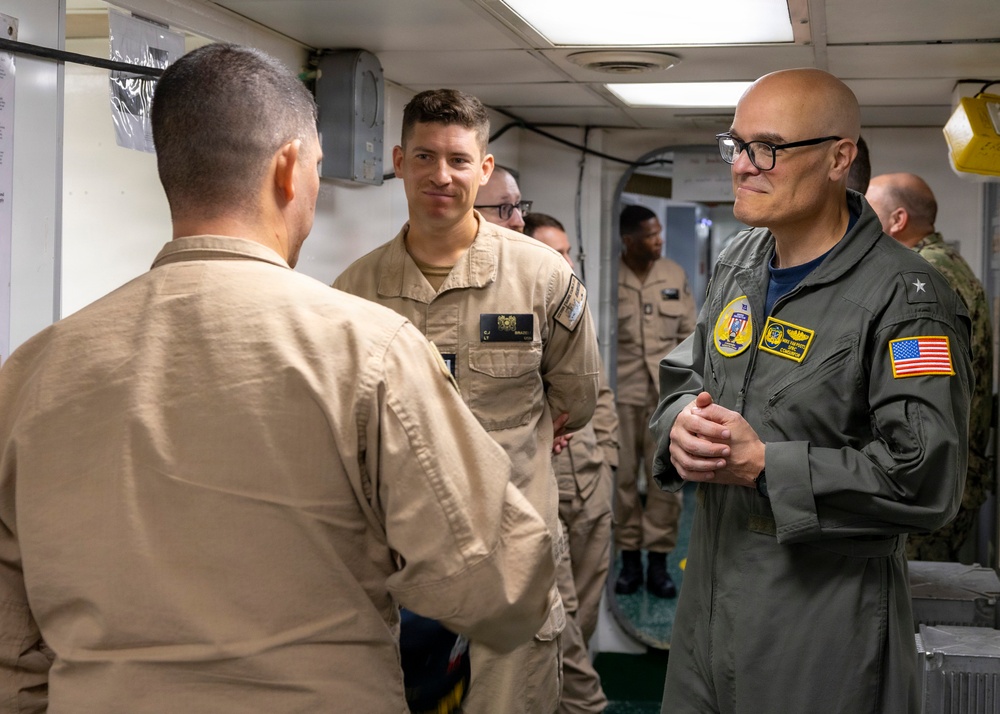Rear Adm. Michael Van Poots, Deputy Commander, Submarine Forces, visits USS Frank Cable (AS 40)