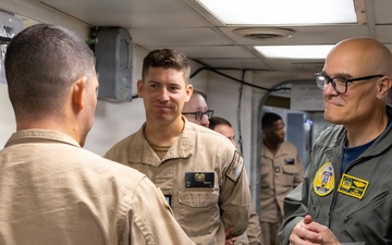 Rear Adm. Michael Van Poots, Deputy Commander, Submarine Forces, visits USS Frank Cable (AS 40)