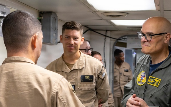 Rear Adm. Michael Van Poots, Deputy Commander, Submarine Forces, visits USS Frank Cable (AS 40)