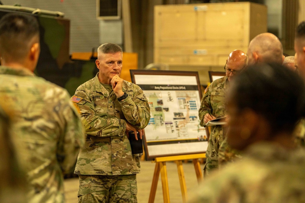 U.S. Army Brig. Gen. Thomas E. Burke, chief of staff, U.S. Army Pacific visits APS-4 and the MSC-K at Camp Carroll, Republic of Korea.
