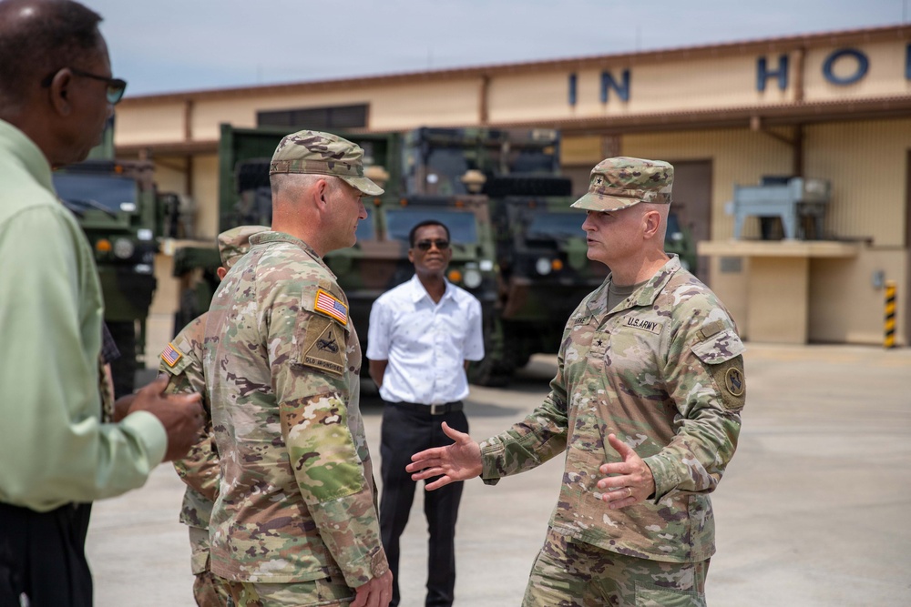 U.S. Army Brig. Gen. Thomas E. Burke, chief of staff, U.S. Army Pacific visits APS-4 and the MSC-K at Camp Carroll, Republic of Korea.