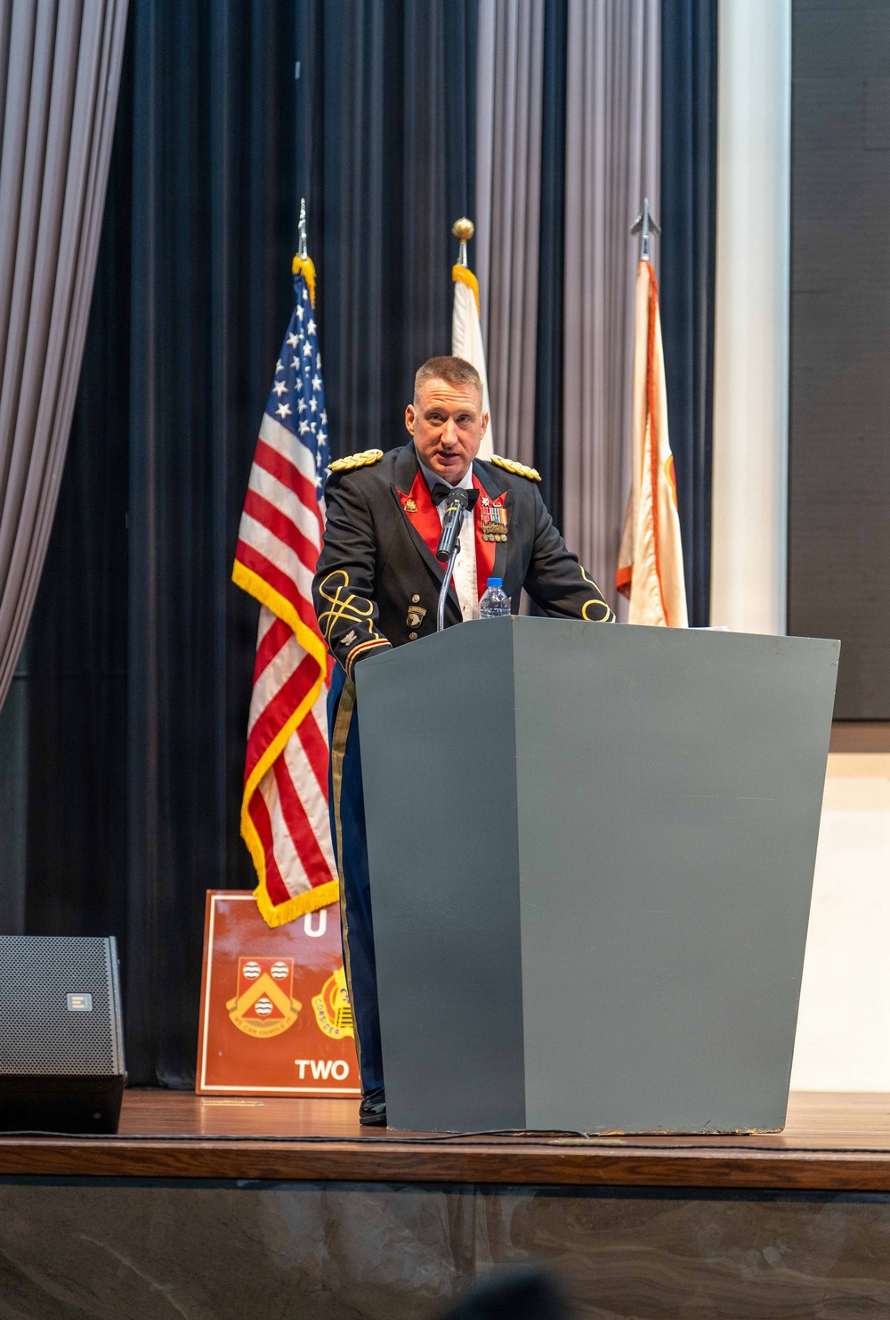 Col. R. Scott Carpenter, commander of MSC-K, delivers opening remarks during the MSC-K Ball.