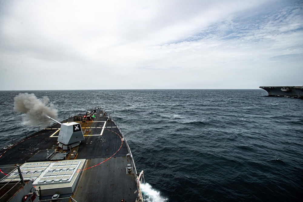 USS Gridley Conducts Sea Power Demo Alongside USS Nimitz