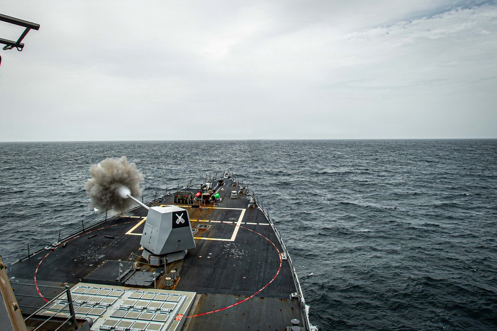 USS Gridley ConductsSea Power Demo Alongside USS Nimitz