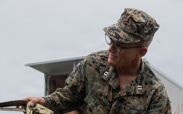 EOD Marines conduct an explosive disposal operation at Ie Shima