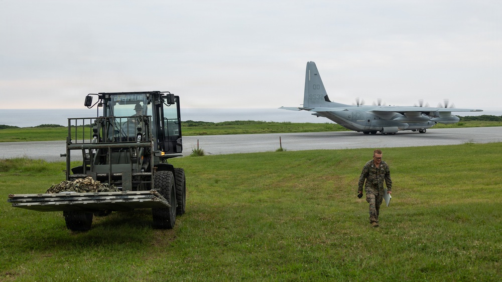 EOD Marines conduct an explosive disposal operation at Ie Shima