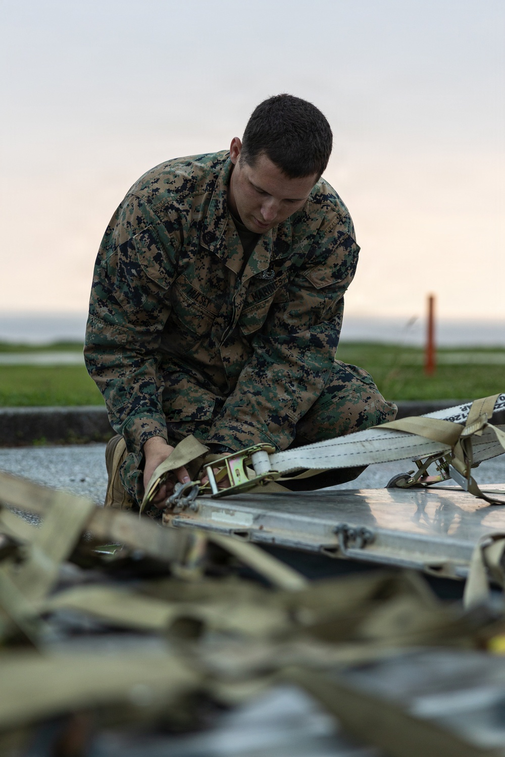 EOD Marines conduct an explosive disposal operation at Ie Shima