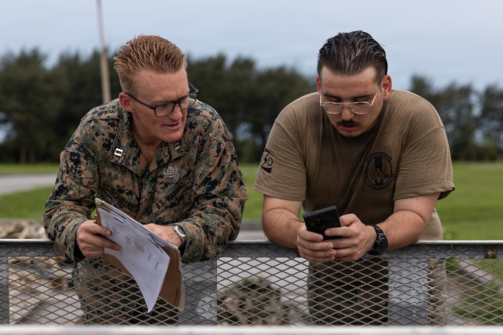 EOD Marines conduct an explosive disposal operation at Ie Shima