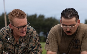 EOD Marines conduct an explosive disposal operation at Ie Shima
