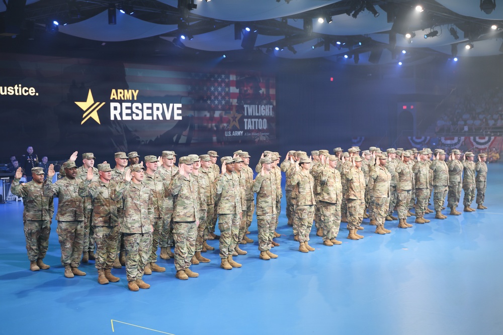 Lt. Gen. Robert Harter hosts Twilight Tattoo