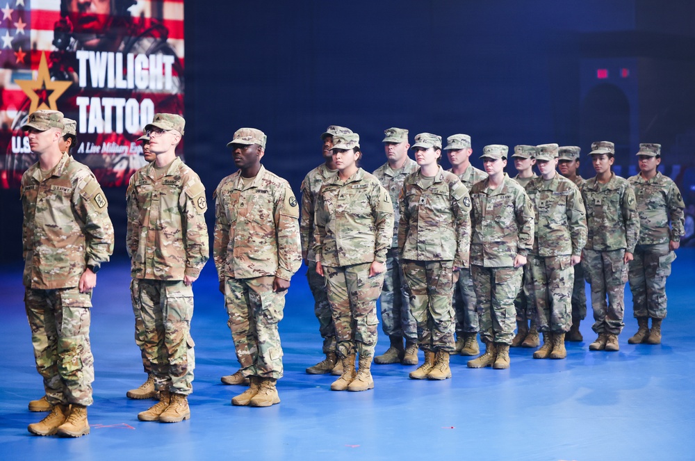 Lt. Gen. Robert Harter hosts Twilight Tattoo