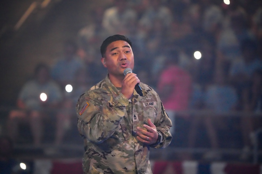 Lt. Gen. Robert Harter hosts Twilight Tattoo