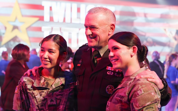 Lt. Gen. Robert Harter hosts Twilight Tattoo