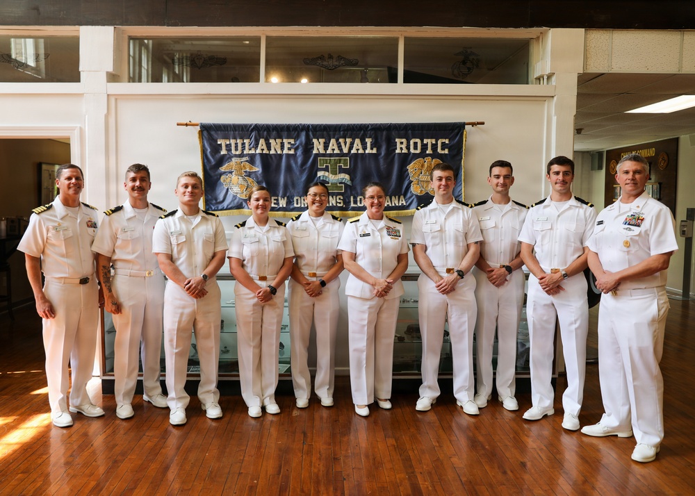 Rear Adm. Erin E. O. Acosta visits Tulane NROTC