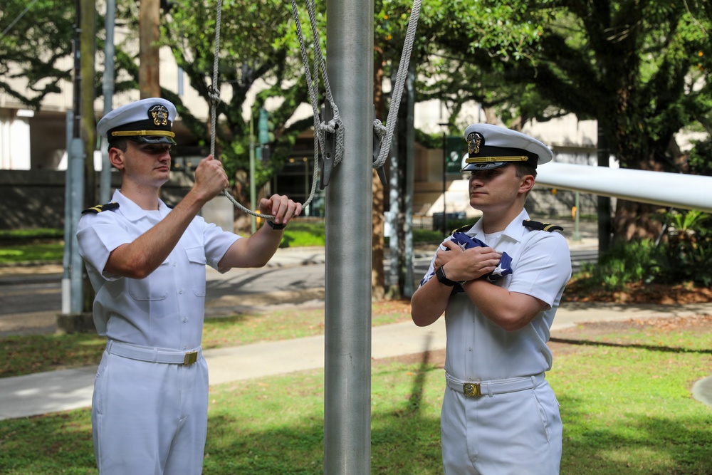 Rear Adm. Erin E. O. Acosta visits Tulane NROTC