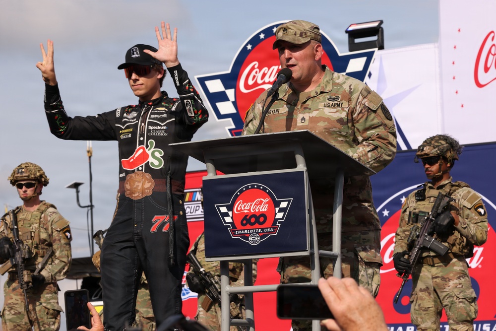 Soldiers introduce No.77 Before Coca-Cola 600