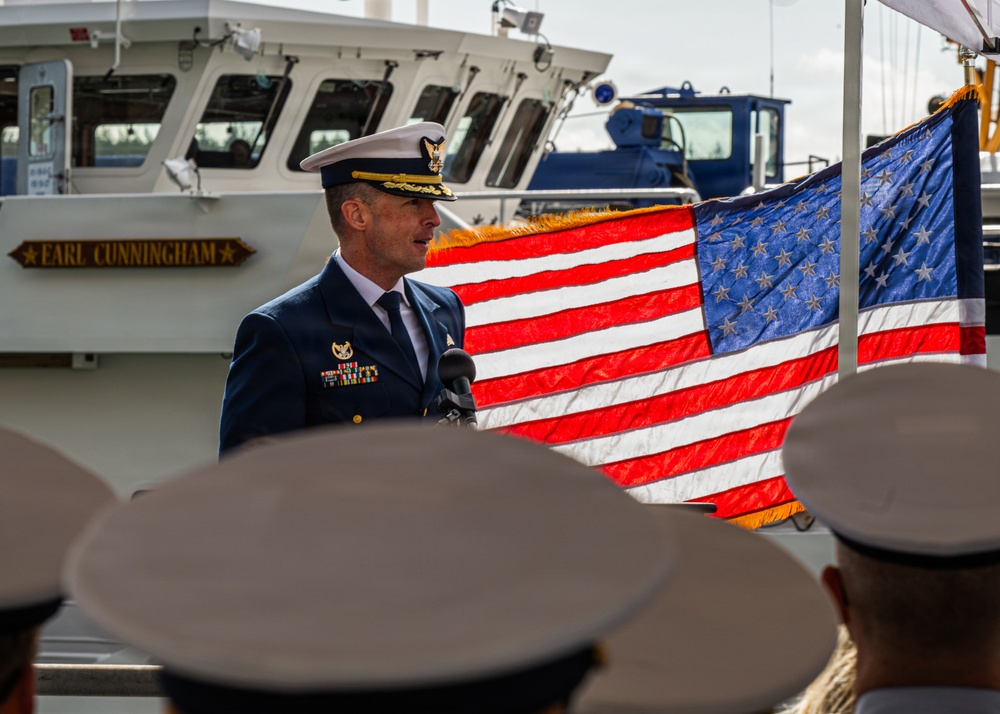 Coast Guard Cutter Earl Cunningham conducts Change of Command ceremony