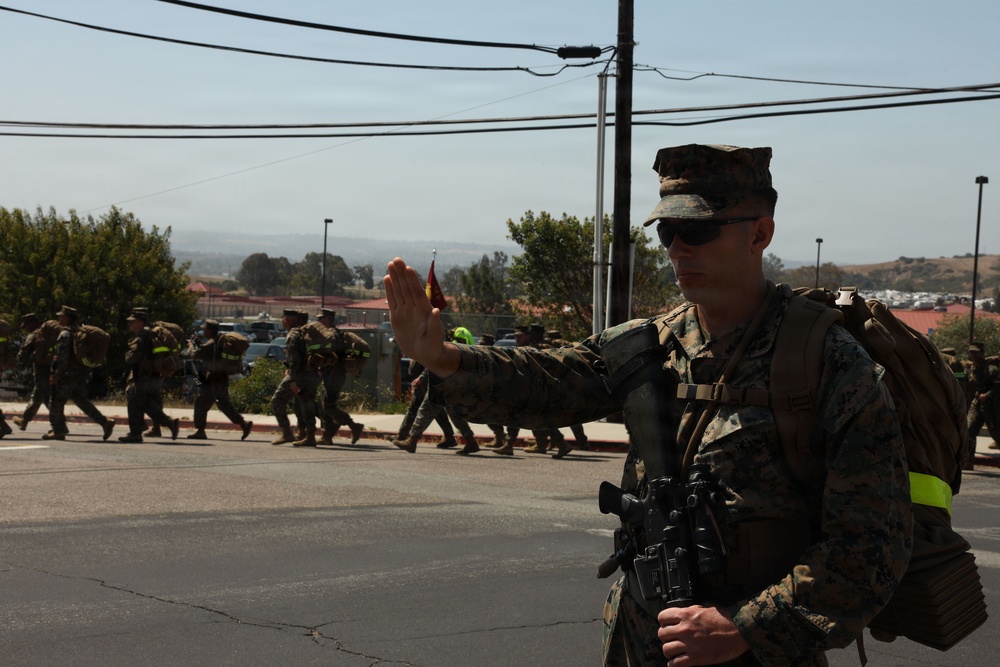 9th Communication Battalion conducts a six-mile hike