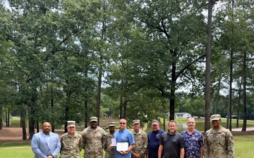 U.S. Army Chief Warrant Officer 5 (Ret.) James Robinson, South Carolina National Guard, receives the Legion of Merit.