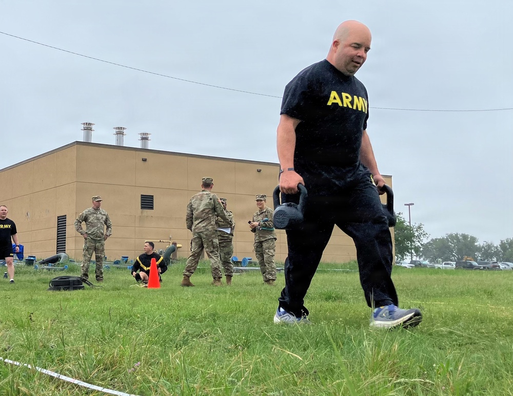 Observer/Controller Trainer Executes Kettlebell Carry During ACFT at West Fort Hood