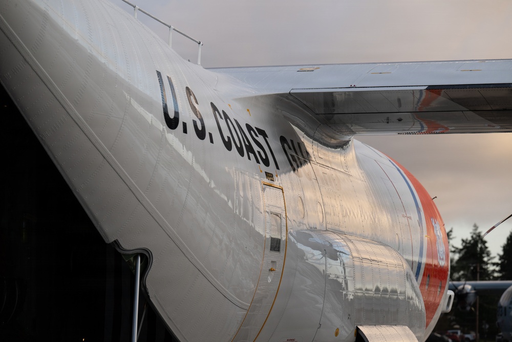 A U.S. Coast Guard Super Hercules aircraft is pictured on the flight line at Joint Base Lewis-McChord, WA