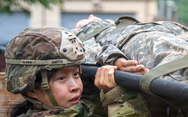 Soldiers Participate in the EFMB portion During E3B Testing